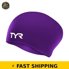 TYR Silicone Long Hair Swim Cap - Purple