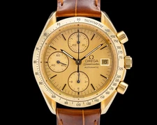 Omega 3111.1 Speedmaster Automatic 18k Yellow Gold Champagne Dial