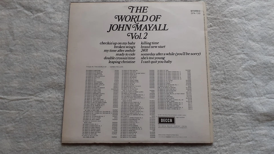 JOHN MAYALL "THE WORLD OF JOHN MAYALL VOL. 2" VINYL LP RECORDS - Image 2 of 4