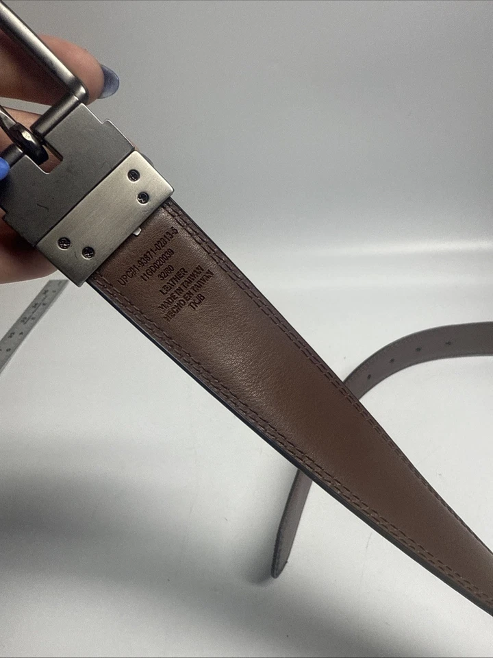 Cinturón Dickies de cuero para hombre talla 32/80 reversible marrón negro níquel cepillado Foto 4 de 4