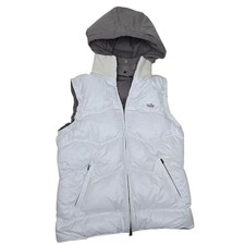 Nike Chaleco Reversible con Capucha Plumón de Ganso Blanco Gris Aislado Para Mujer M