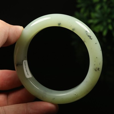 58mm Certified 100% Natural Grade A Black Green Xiu Jade Bangle Bracelet 12253