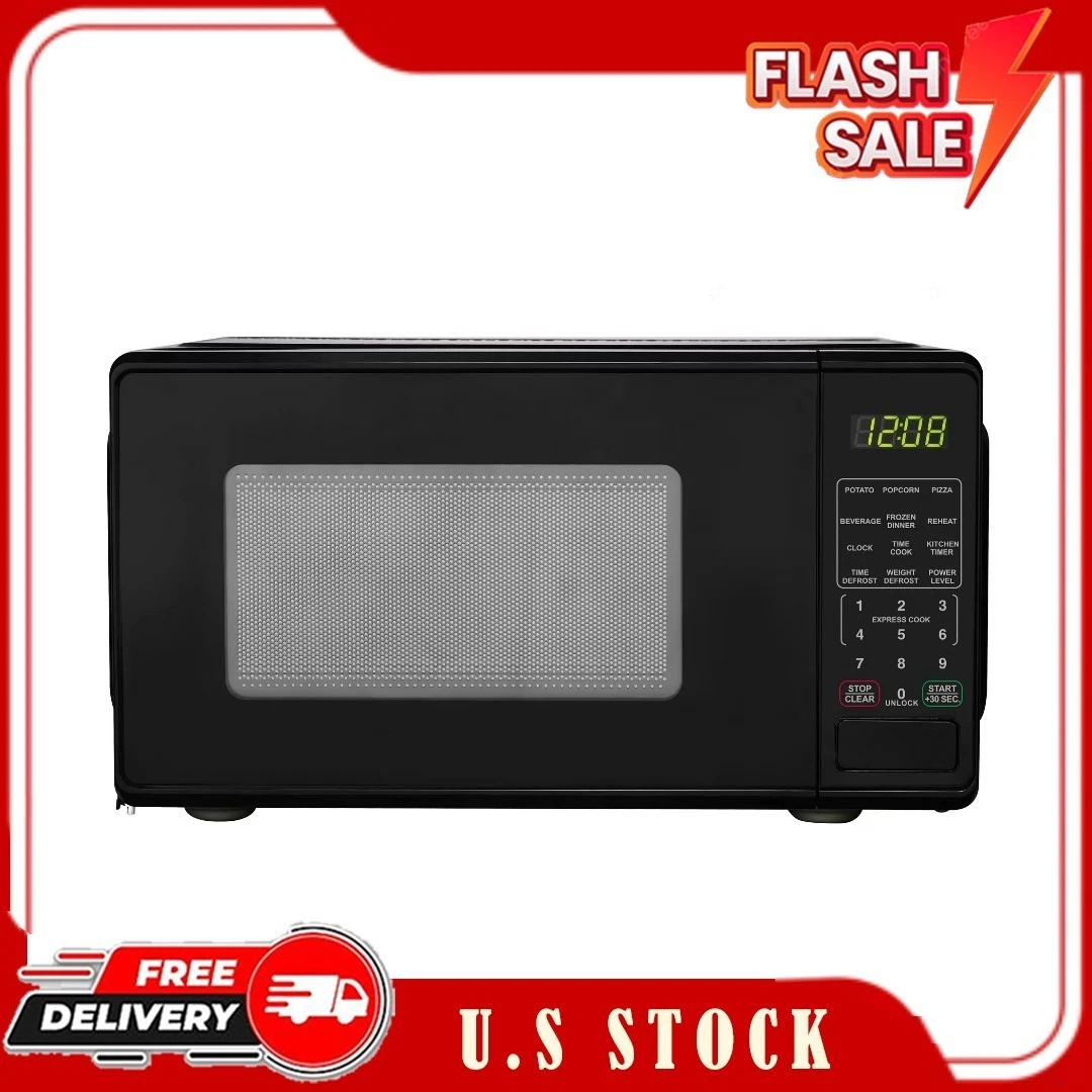 Mainstays 0.7 Cu ft Countertop Microwave Oven, 700 Watts, Black, New