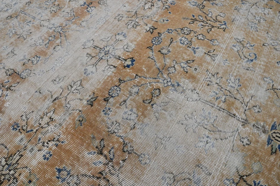 Oushak Turkish Vintage Rug 7x8 Kilim Rug Anatolian Handmade Boho Decor ORANGE - Image 4 of 4