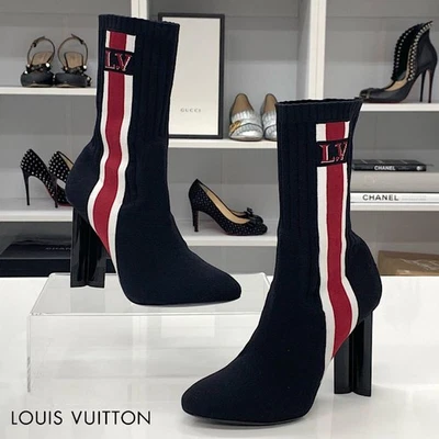 LOUIS VUITTON Bottines Logo en Maille Ligne Silhouette Ligne Latérale 37 Femme - Photo 1/4