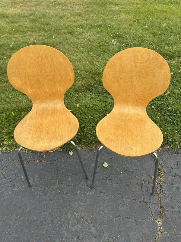 Vintage Pair of Mid Century Modern Bentwood Chairs Arne Jacobsen Inspired