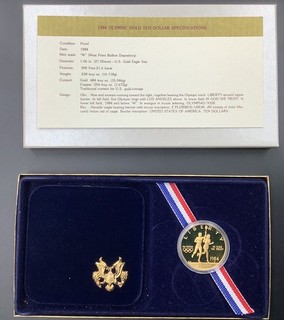 1984 W XXIII Olympic $10 US. Mint Proof Gold Coin Commemorative