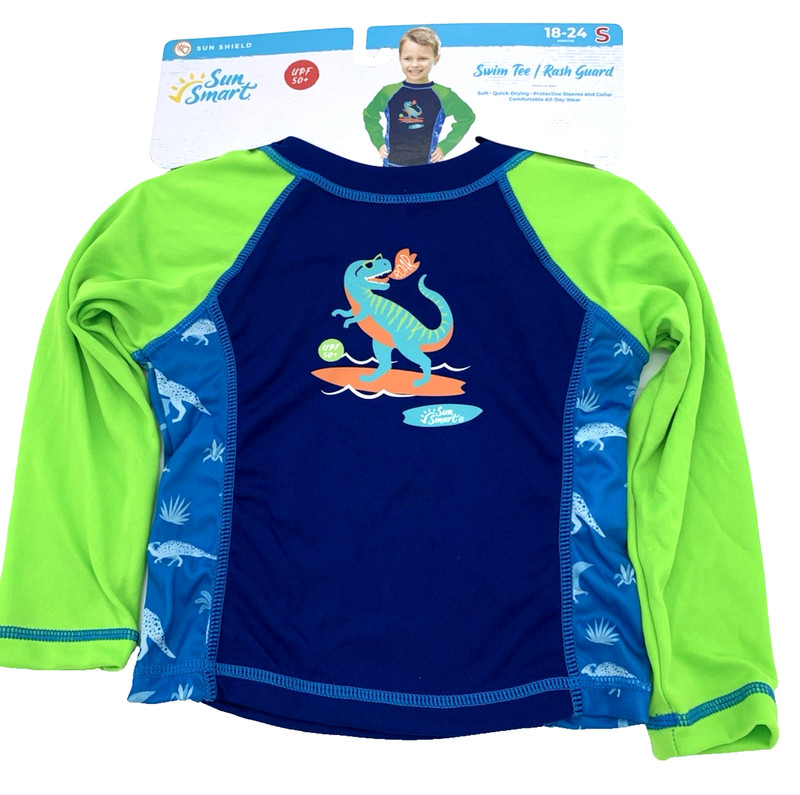 Sun Smart Kid's Surfing Dinosaur Swim Tee  Ages 18-24Months (Small) UPF 50+ New