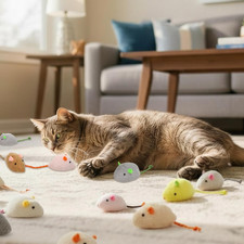 50 Pack Assorted Mice Cat Toys Bulk with 1 Cat Paw Gift Storage Bags Set Furry