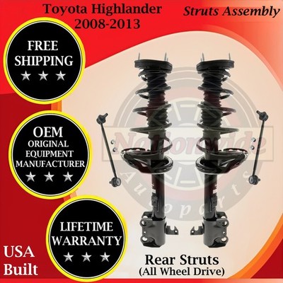 KYB OEM Rear Struts W/ Sway Bar For 2008-2013 Toyota Highlander 4X4 Lifetime Wa.