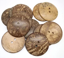 Natural Coconut Buttons 30PCS 50mm/2 inch 2-Hole Big Round Brown for Overcoat