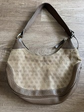 Dooney Bourke DB Signature Canvas Hobo Shoulder Bag Brown Tan Leather Trim 5
