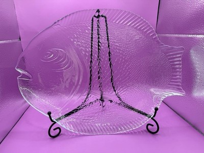 Pasabahce Clear Fish Glass Plate Serving Dish Platter  14  x 10 in