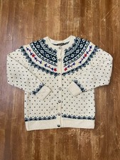 Vintage 80s Eddie Bauer Wool Floral Fair Isle Cardigan Knit Sweater Womens Small