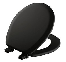 Cameron Toilet Seat, Non Slip Heavy Duty Wood, Easy Clean, Made in Round Black