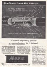 Airesearch Vintage Magazine Ad Aircraft Exhaust Heat Exchanger 1943