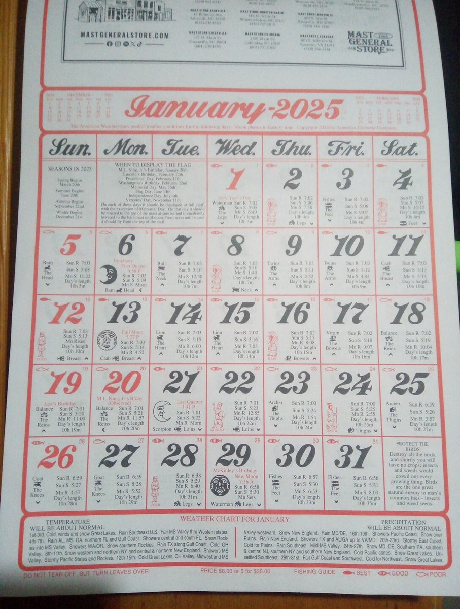 2025 Almanac Calendar LARGE PRINT 17 X 10 Inch A30 | eBay 2025-almanac-calendar-large-print-17-x-10-inch-a30-ebay