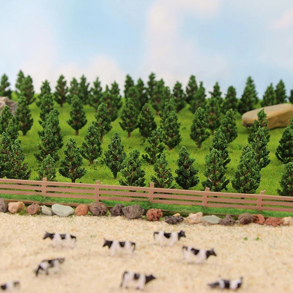 50pcs Model Pine Trees Green For 1:150 N Z Scale Railway Layout 45mm S4815 - Image 4 of 4