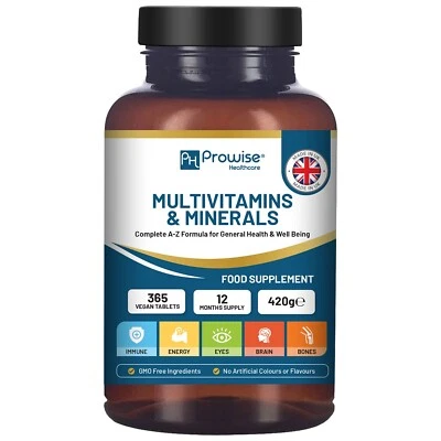 PROWISE HEALTHCARE A-Z Multivitamins & Minerals | 365 Vegan Tablets 26 Vitamins & Minerals Prowise