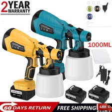 High Pressure Cordless Paint Sprayer Electric Airless HVLP Spray Gun 2 Battery