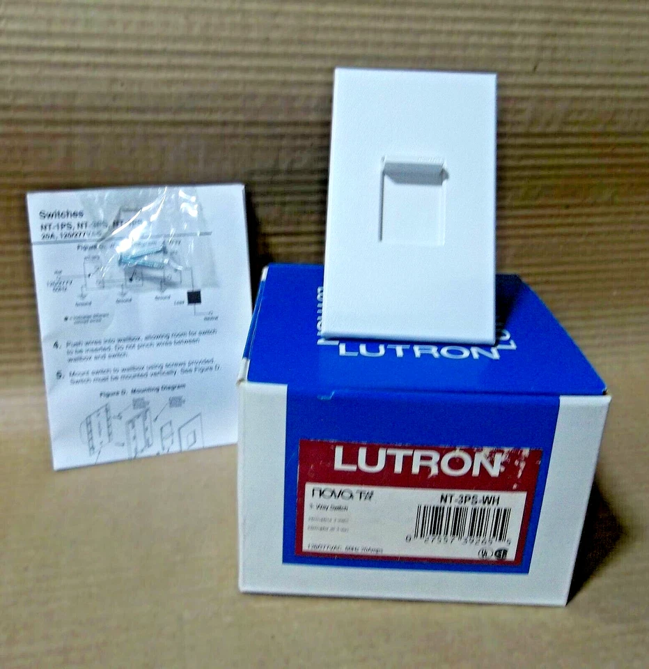 NUEVO INTERRUPTOR DE 3 VÍAS LUTRON NT-3PS-WH NOVAT 120/277VAC 60Hz 20AMPS NT3PSWH Foto 3 de 4