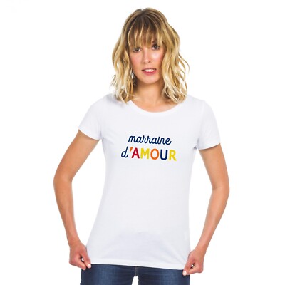 T-Shirt Damen Kurze Ärmel Farbe Weiß Marraines Der Liebe Bunt Waf