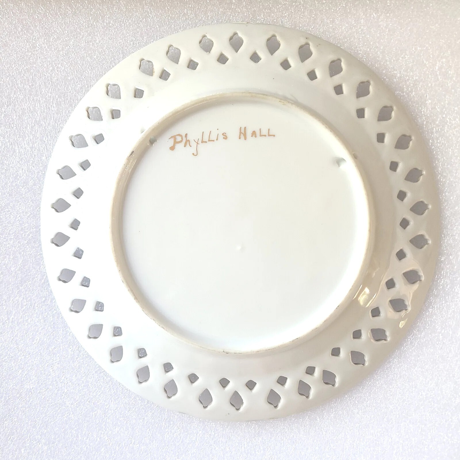 Dutch Windmill Collectors Plate Round Reticulated Signed Hall Vtg