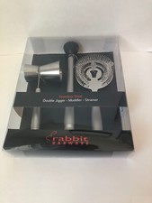 Set Cocktail Rabbit Barware Acciaio Inox, Doppio Jigger, Colino Muddler Nuovo