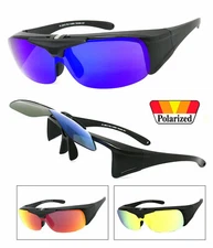 Flip Up Fit Over Sunglasses Polarized Lens Cover Over PRESCRIPTION GLASSES UV