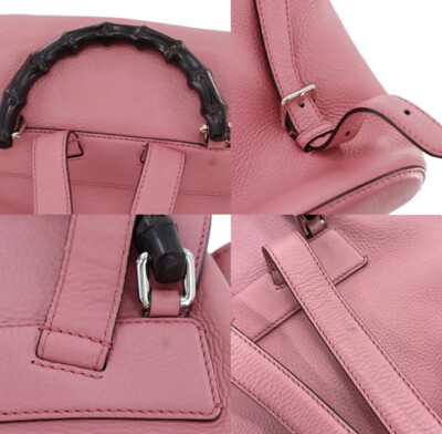 GUCCI Bamboo Pink Leather Tassel Fringe Drawstring Daily  display picture 1