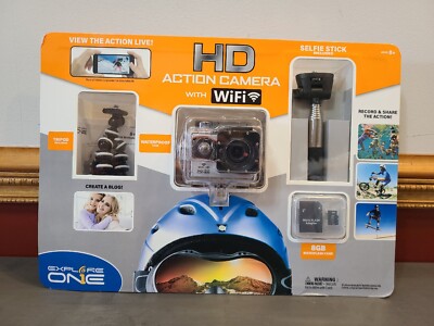 Explore One HD Action Helmet Blog Camera Wifi 8GB Memory Card Tripod Waterproof