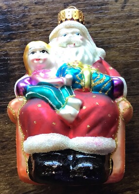 Macys Holiday Lane Glass Santa Claus Holiday Christmas Ornament In