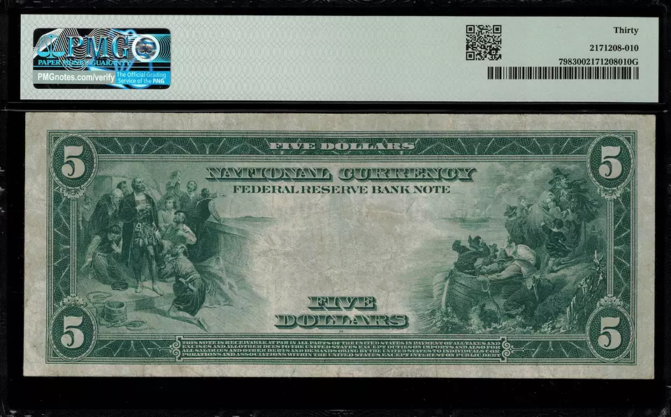 1918 $5 Federal Reserve Bank Note - St. Louis - FR-798 - Graded PMG 30 - Image 2 of 2