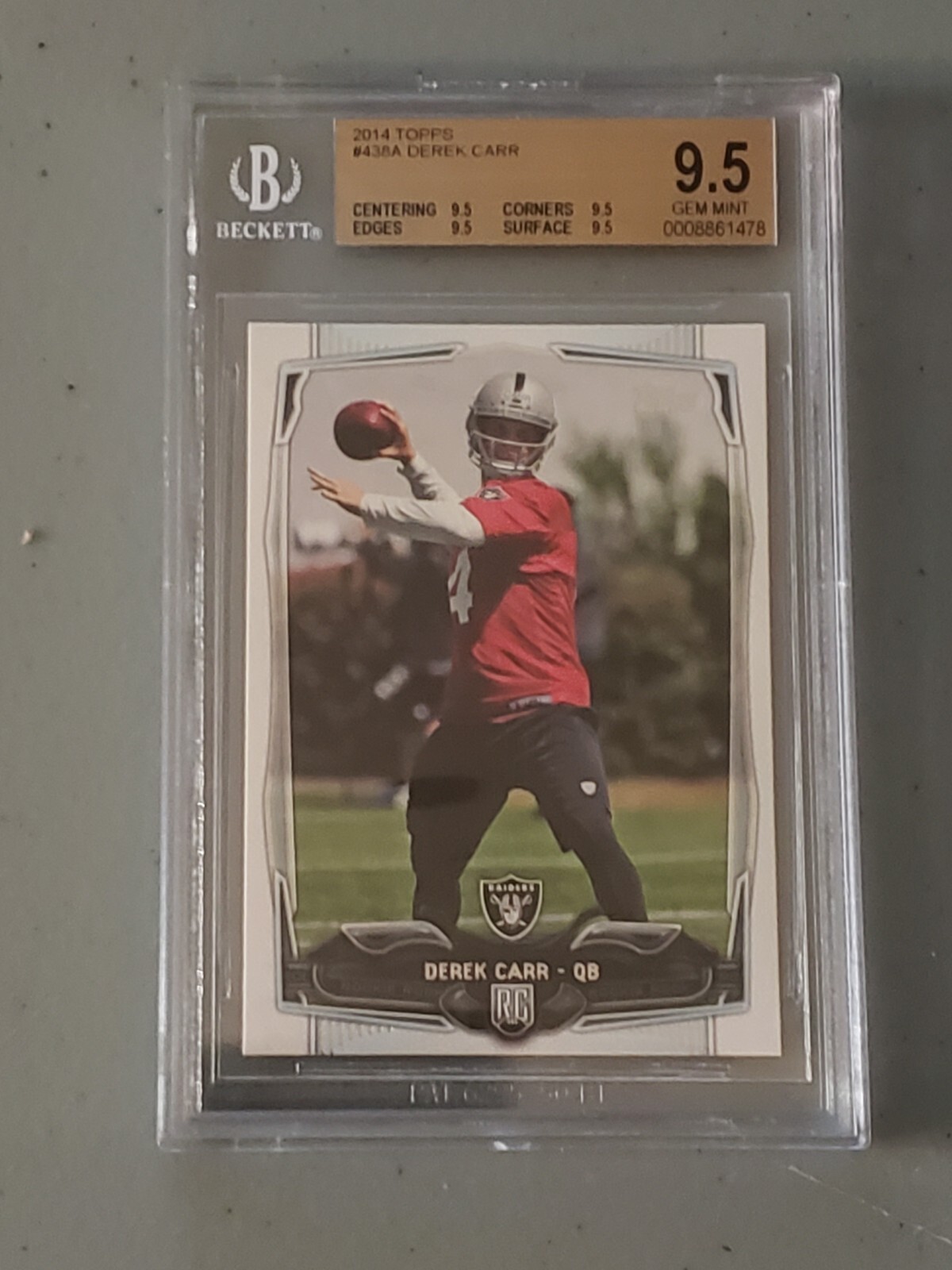 Derek Carr Topps Triple Threads #115 Autograph Relics-Purple