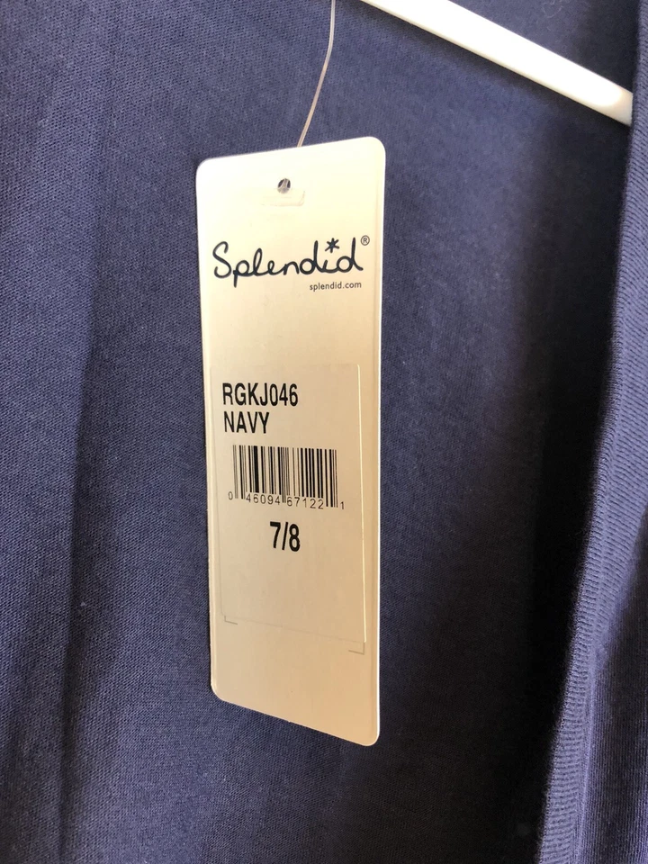 Espléndido cárdigan envolvente para niñas jóvenes, azul marino, talla 7/8 Foto 3 de 3