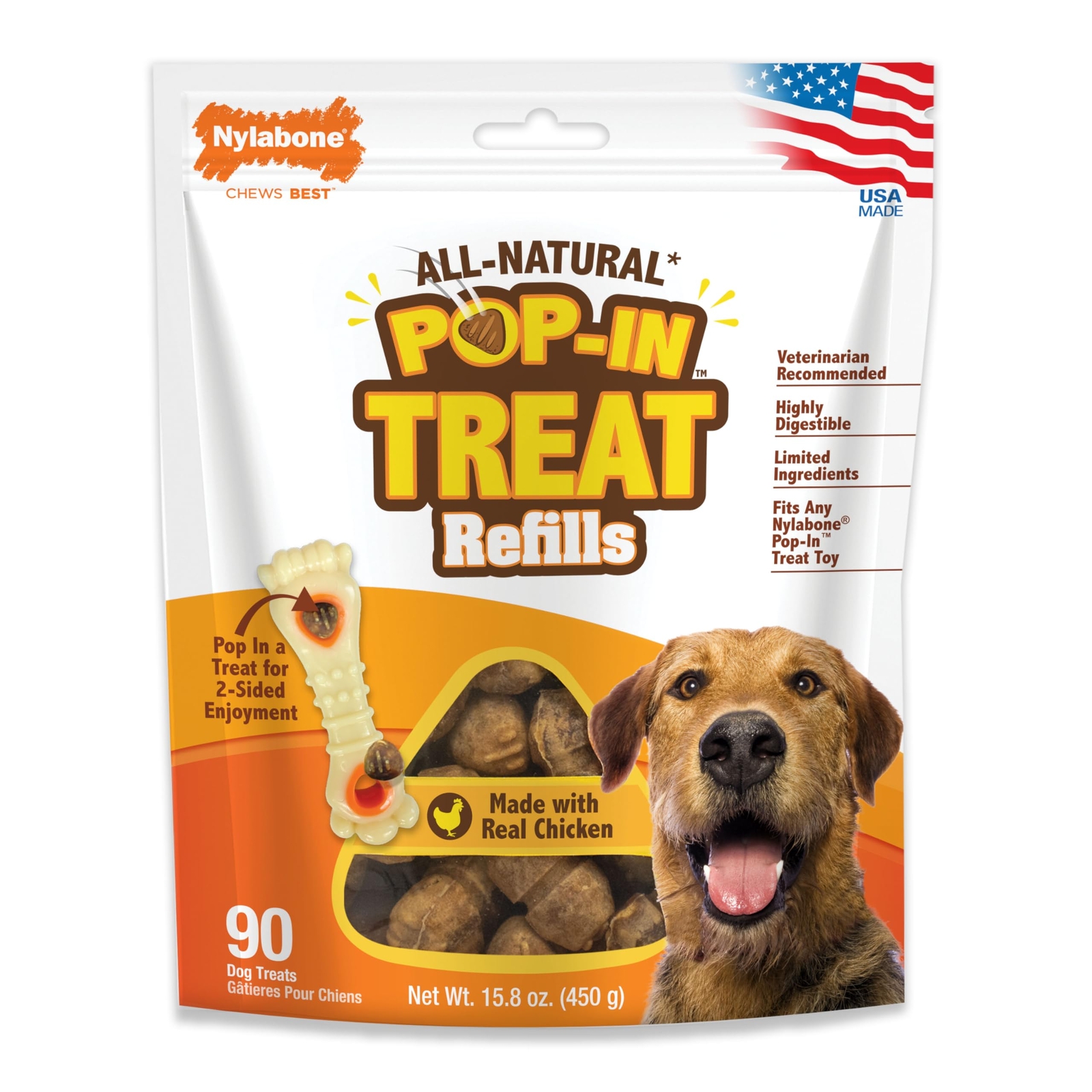 Nylabone All Natural Pop In Dog Treat Refills 15.8 Ounce Chi