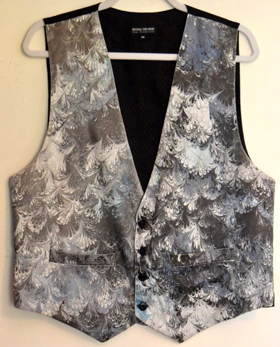 Michael Kensinger San Francisco Hand Marbled Silk Vest Art to Wear-Multi Gray-M - Picture 7 of 11