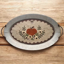 Pre-Washed Wool Felt Penny Rug Kit - Picking Pumpkins Orange - Table Runner Kit