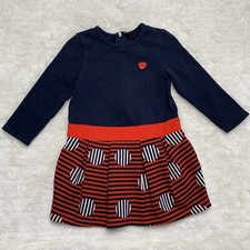 Little Marc Jacobs Toddler Girl Long Sleeve Blue Red Dress Size 2 Years