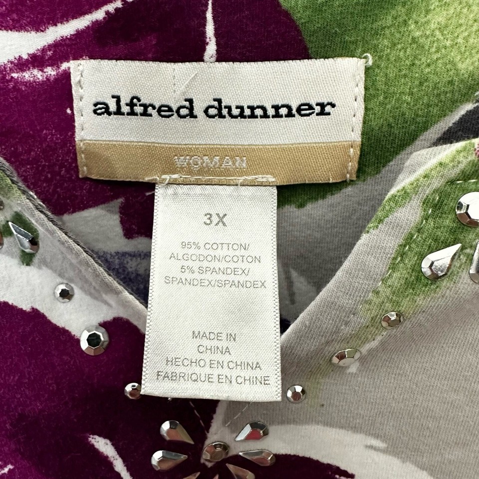 Alfred Dunner Floral Womens Top Size 3X Hawaiian Tropical Embellished