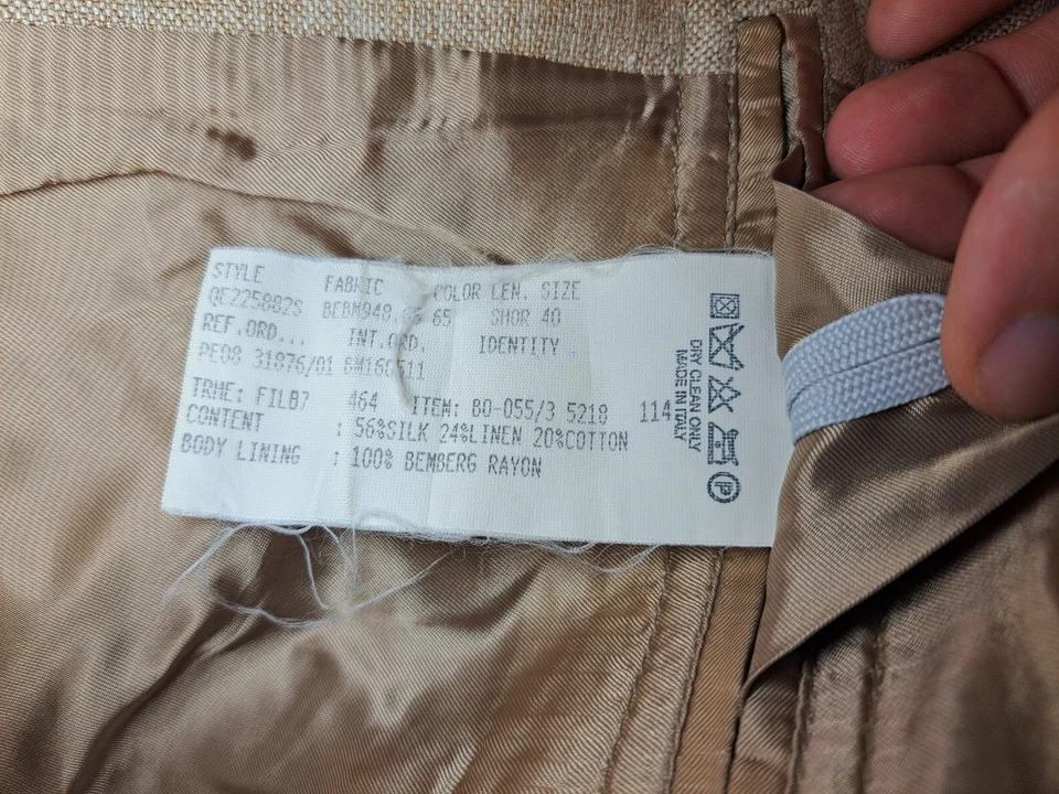 Blazer corto beige BEMBERG Brooks Brothers abrigo deportivo 42S lino seda algodón Foto 4 de 4