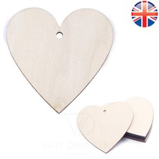 Van Der Linn Wooden Heart Shaped w/ Hole Decorations Wood DIY w/ 20cm Hemp Rope