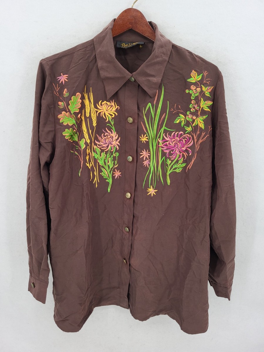 Bob Mackie Wearable Art Womens Brown Cotton Embroidered