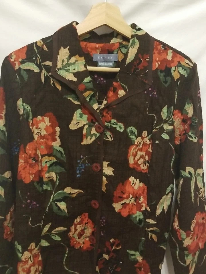 KORET Button Coat Woman Medium 10-12 Brown Chocolate Covent Garden Button Down - Image 2 of 4