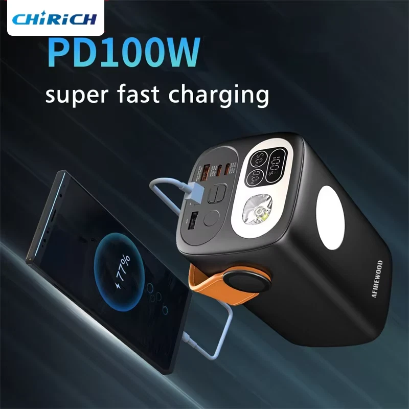 Power Bank Charger Battery PD100W Fast  Laptop Phone Backup Flashlight  5 ports