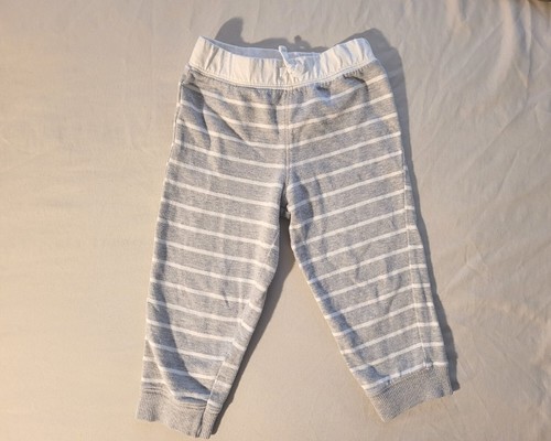 Carters Toddler Boys Pants 24M Gray White Striped Casual Pull-On Bottoms