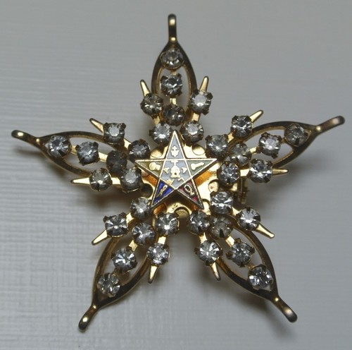 Vintage EASTERN STAR Rhinestone Ladies Masonic Pin/Brooch - Stunning Piece - Picture 2 of 4