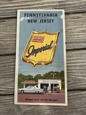 1965 Atlantic Imperial road map~Pennsylvania~New Jersey~Rand McNally~service sta