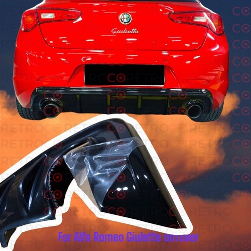 For Alfa Romeo Rear Diffuser Giuletta Rear Bumper Extension Gloss Black - Picture 3 of 4