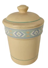 Vintage Treasure Craft Peach Southwestern Aztec Cookie Jar Canister Sugar USA